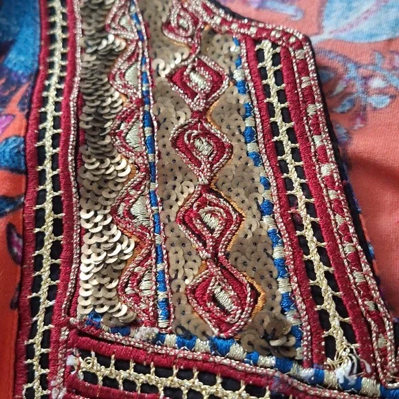 Boho Beaded, Embroidered Floral Blouse, Soft Surroundings brand, sz 16, … - Picture 14 of 15